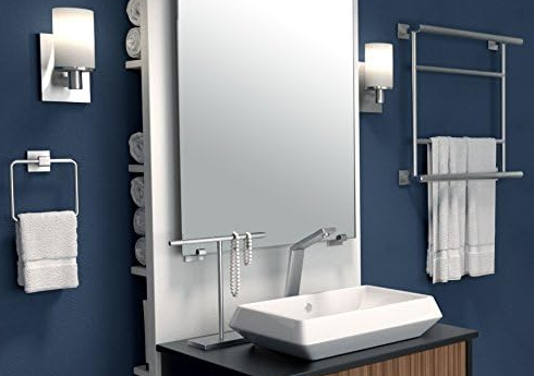 Modern Freestanding Countertop Towel Holder, Rectangle Base T-Shape Hand Towel Rack, Chrome Finish, 10.5" W x 11.13" H for Bathroom & Kitchen - Yalz Store