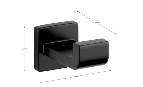 Modern Single Towel Hook, Matte Black Wall Mounted Bathroom Hook for Towels, Robes & Accessories - Yalz Store