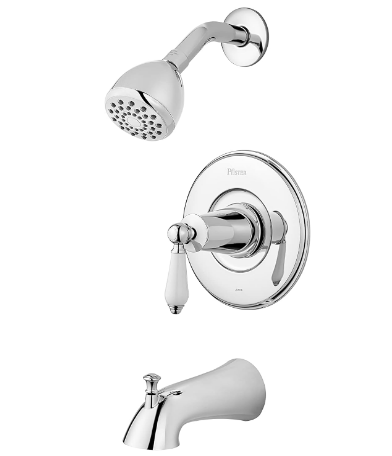 Tub & Shower Trim Kit with Valve and Cartridge Included, White Ceramic Lever Handle, Polished Chrome Finish - Yalz Store