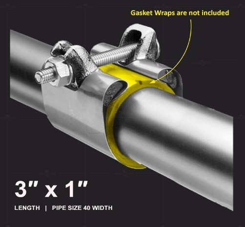 Pipe Repair Clamp 1 Inch, Single Bolt, 3” Long, Stainless Steel Water Pipe Leak Repair Clamp for Copper, PVC & Steel Pipes - Yalz Store