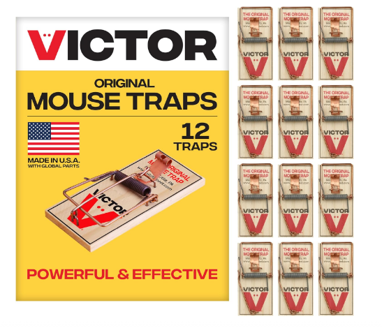Wooden Mouse Traps, Metal Pedal Snap Traps, Sustainably Sourced Wood, Classic Wooden Mouse Traps, Pack of 12 - Yalz Store