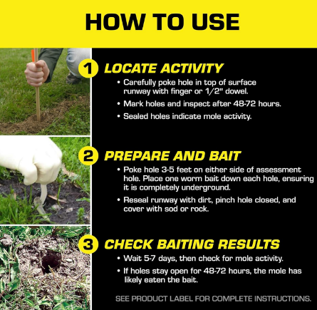 Mole Killer Ready-to-Use Worm Bait Strips, Earthworm Mimic Bait, Kills Moles in One Feeding, 10 Pack