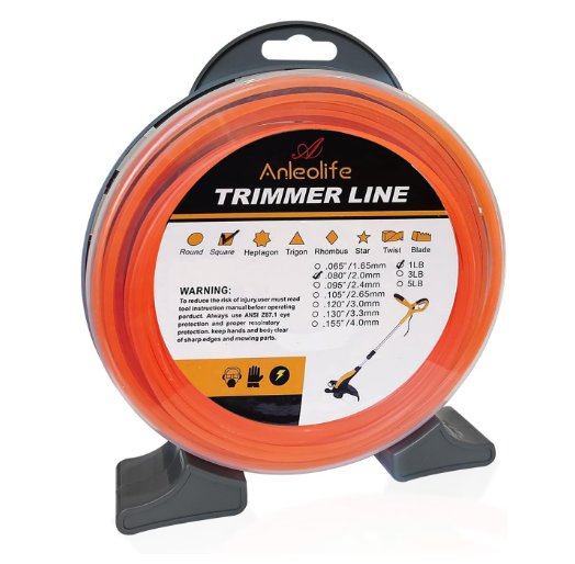 1-Pound Commercial Square String Trimmer Line Donut, .080-Inch x 557-Ft Heavy-Duty Weed Eater Line with Bonus Line Cutter, Orange