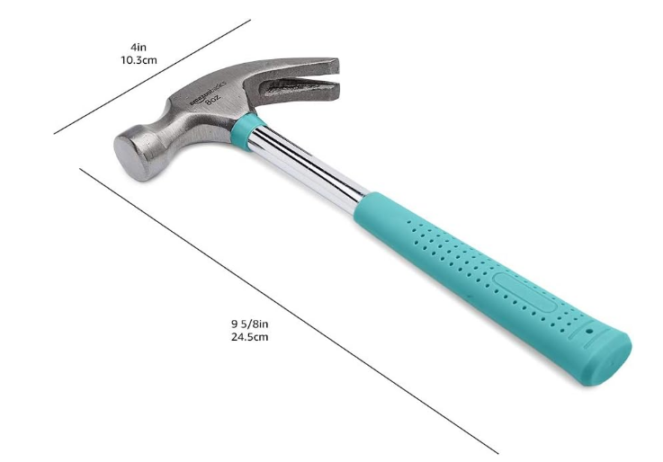8 oz Claw Hammer, Lightweight Steel Hammer with Turquoise Handle for Home Repair & DIY Projects