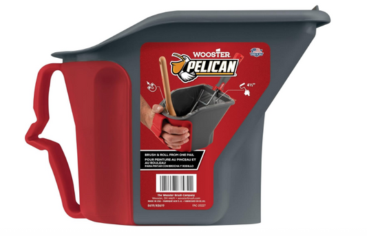 Brush Quart Pail 8619, Pelican Hand Held Paint Pail, 1 Quart Capacity, Gray & Red