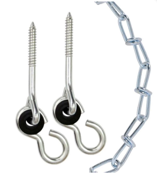 Porch Swing Chain & Hooks, 8-Foot Heavy-Duty Steel Chain, 500-Pound Max Load Capacity