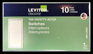 15A Decorative Single-Pole Wall Switch 10-Pack – Modern Residential Light Switches (White) - Yalz Store