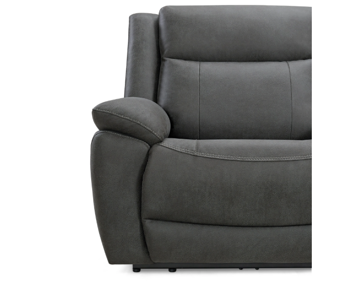 alt="Modern L-shape fabric sectional with power recliners