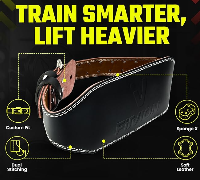 Genuine Leather Weight Lifting Belt with Free Wrist Wraps, 6-Inch Wide Gym Belt for Men & Women - Yalz Store