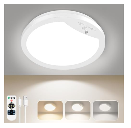 9" Rechargeable Motion Sensor Ceiling Light with Remote, Wireless LED Ceiling Light Battery Operated, No Wiring Battery Powered Ceiling Lights for Closet Shower Stairs Pantry Hallway, 3CCT - Yalz Store