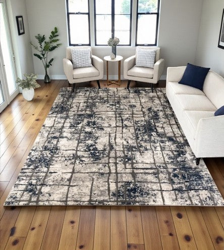 Modern Keon Blue Area Rug – 7'10" × 10' – Abstract Design - Yalz Store