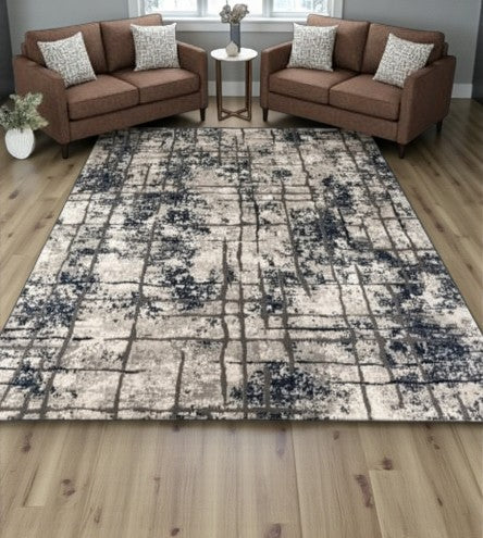 Modern Keon Blue Area Rug – 7'10" × 10' – Abstract Design - Yalz Store