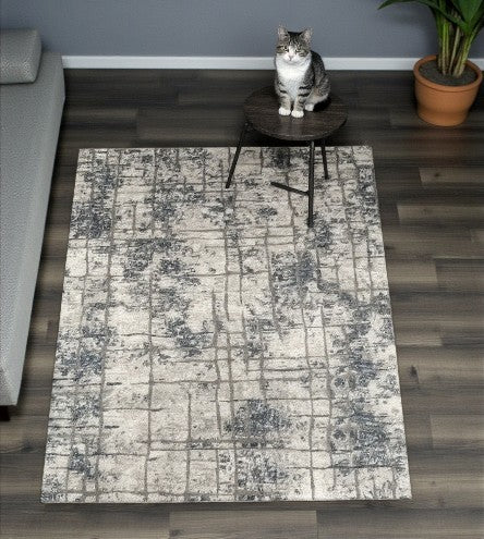 Modern Keon Blue Area Rug – 7'10" × 10' – Abstract Design - Yalz Store