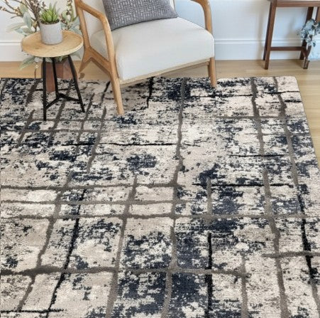 Modern Keon Blue Area Rug – 7'10" × 10' – Abstract Design - Yalz Store