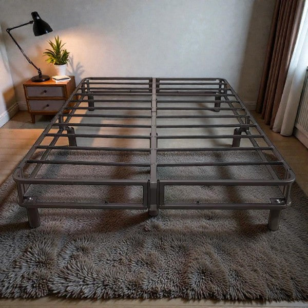 7 Inch Metal Platform Bed Frame with Headboard Brackets and Removable Legs – Queen / King - Yalz Store