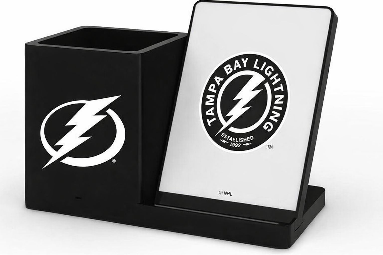 Wireless Phone Charger & Desktop Organizer, Fast Charging Stand with Storage Compartment, Black – 1 Pack - Yalz Store