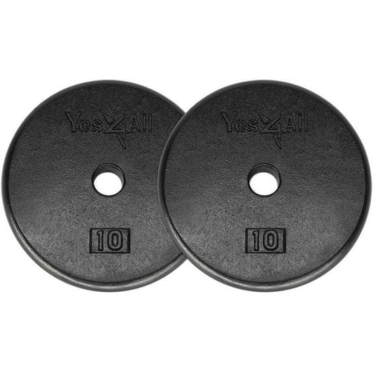 Yes4All 1-inch Cast Iron Weight Plates for Dumbbells â€“ Standard Weight Disc Plates (10 lbs, Single)