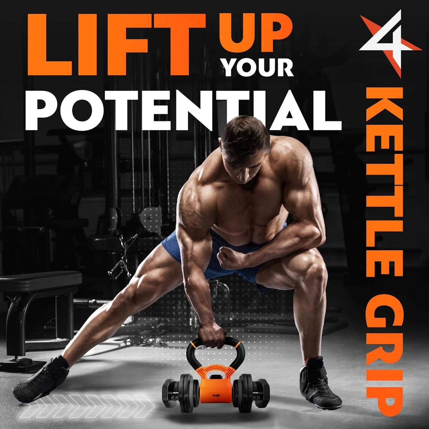 Dumbbell to Kettlebell Grip Handle – Adjustable Weight Handle for Home Gym Strength Training - Yalz Store