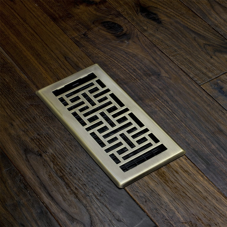 Decorative Floor Register Vent Cover – 4" x 14" Satin Brass Finish - Yalz Store