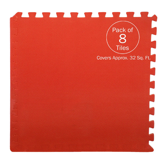 Interlocking Floor Mats 8-Piece Nontoxic Exercis -e Mat or Play Mat for Toddlers, Babies or Kids - Foam Padding for Home Gym by Stalwart (Multicolor)