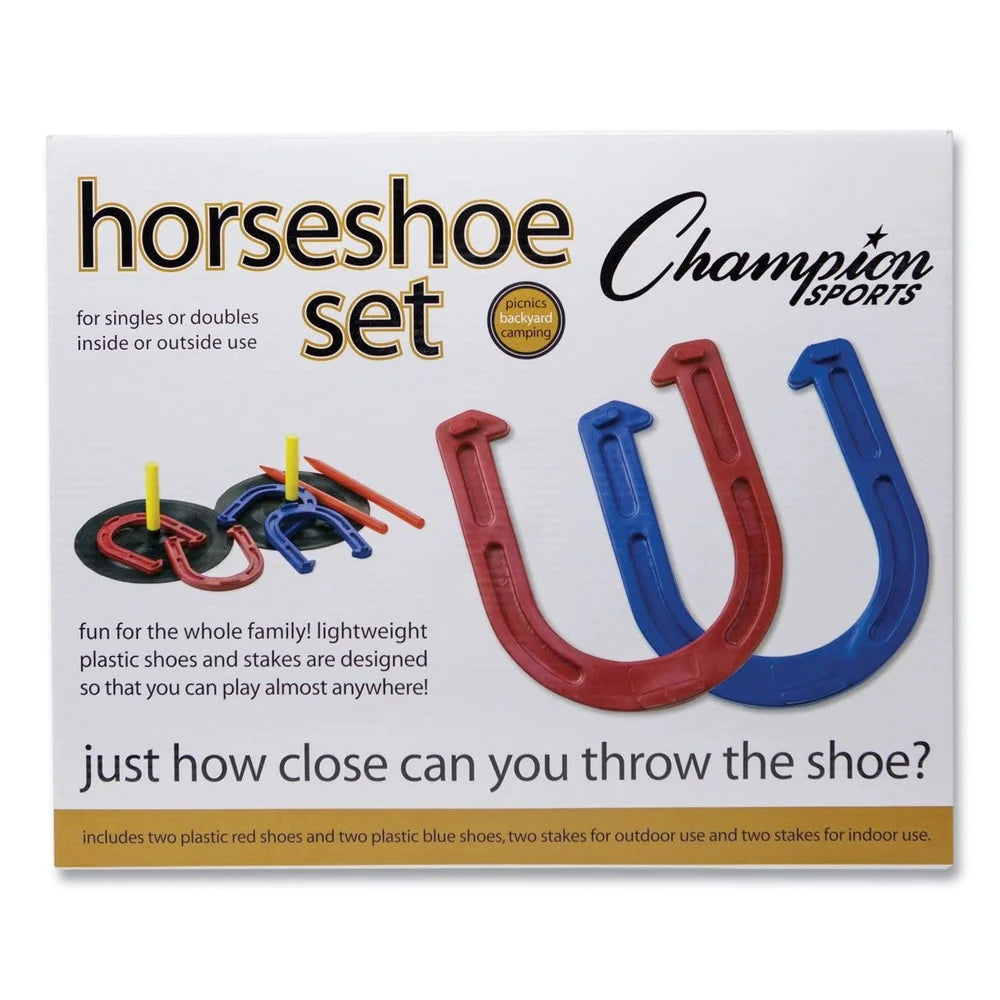 Champion Sports Indoor/Outdoor Horseshoe Set Red
