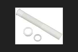 1-1/4" x 8" Flexible PVC Extension Tube with Slip-Joint, Nut, and Washer - White