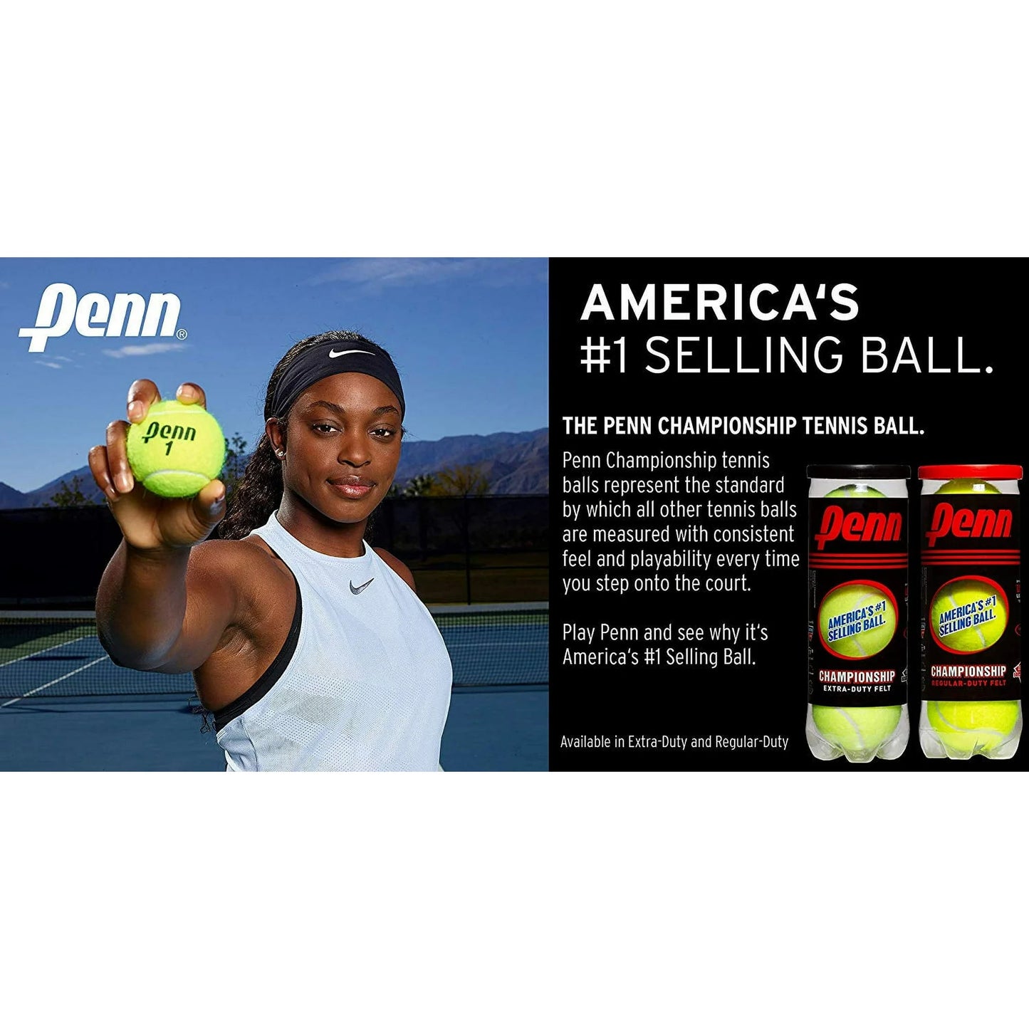 Penn Championship Extra Duty Felt Tennis Balls - 6 Cans, 18 Balls, Yellow