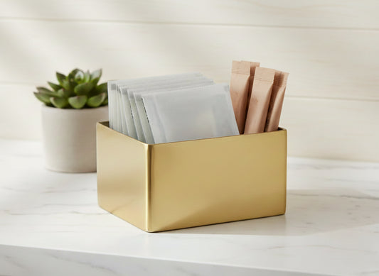 Rectangular Gold Sugar Packet Holder – Satin Finish - Yalz Store