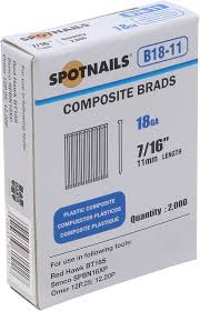 18 Gauge Composite Plastic Brad Nails - 7/16 Inch (11mm) - 2,000 Count
