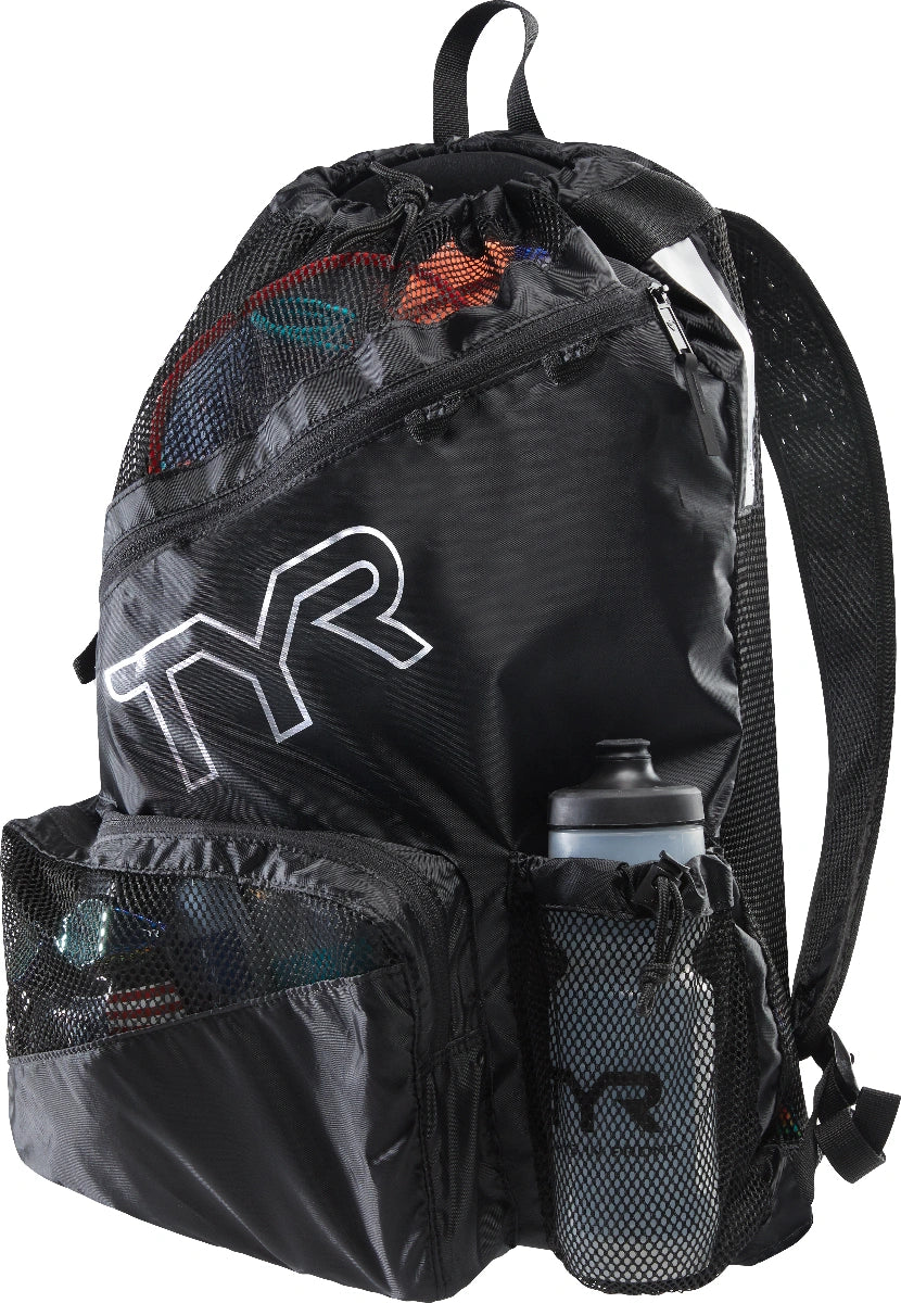 TYR Elite Team Mesh Backpack, Black, one Size