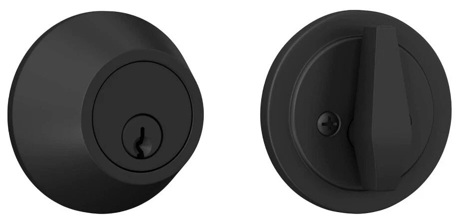 Matte Black Single-Cylinder Deadbolt Lock with Round Trim – Keyed One Side