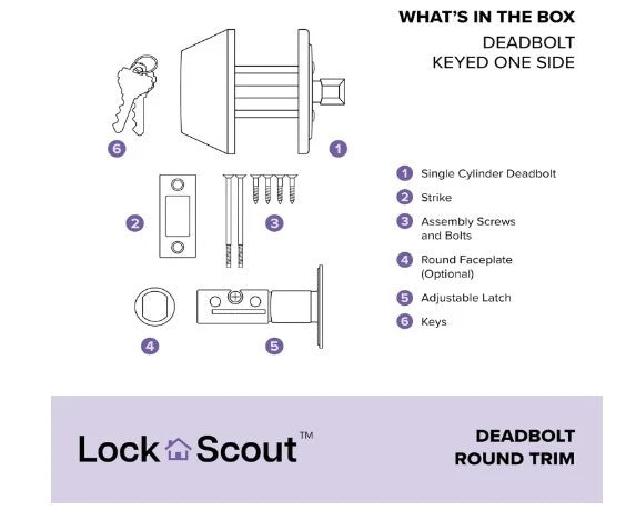 Matte Black Single-Cylinder Deadbolt Lock with Round Trim – Keyed One Side