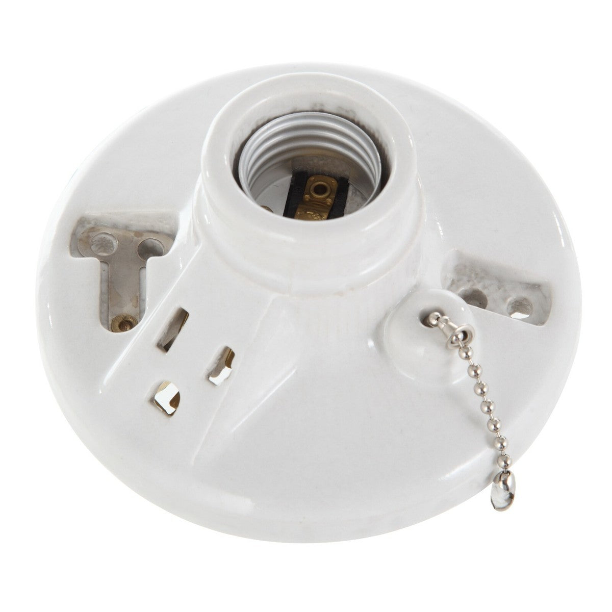 Heavy-Duty Porcelain Lampholder with Integrated Power Outlet & Pull Chain - Yalz Store