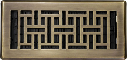 Decorative Floor Register Vent Cover – 4" x 14" Satin Brass Finish
