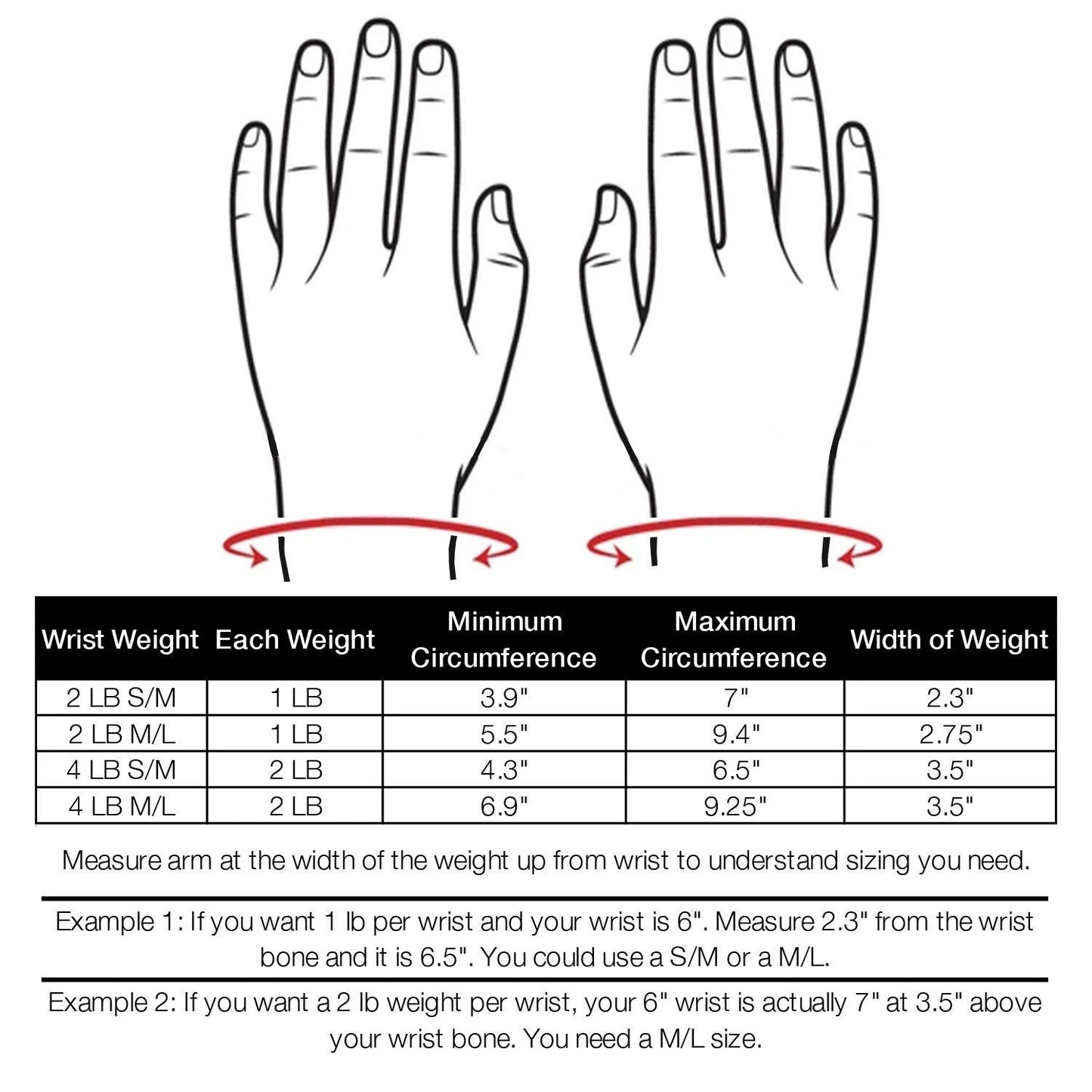 JFIT Wrist Straps for Fitness, 2 LB Pair - Medium/Large Adjustable