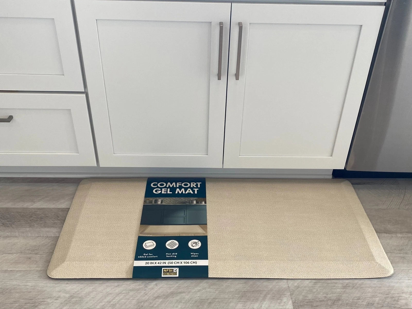 Town & Country Living Comfort Gel Kitchen Mat, Geo Beige Design, 20 x 42 in - Yalz Store