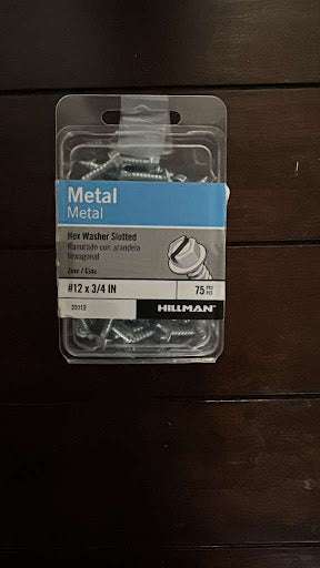 #12 x 3/4 IN Hex Washer Slotted Metal Screws, Zinc Plated - 75 Count